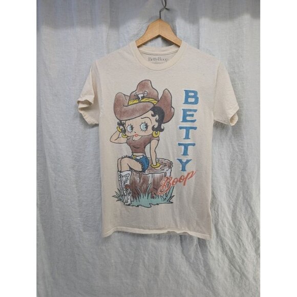 Betty Boop women's size small cowgirl t shirt off white short sleeve T10 - Picture 1 of 7